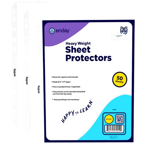Enday Clear Sheet Protectors for 3 Ring Binder Page Protectors 50 Pack- 8.5” x 11” Non Glare, Clear Heavy Duty Page Protector Binder Sleeves, Plastic Sheet Protectors - by Enday