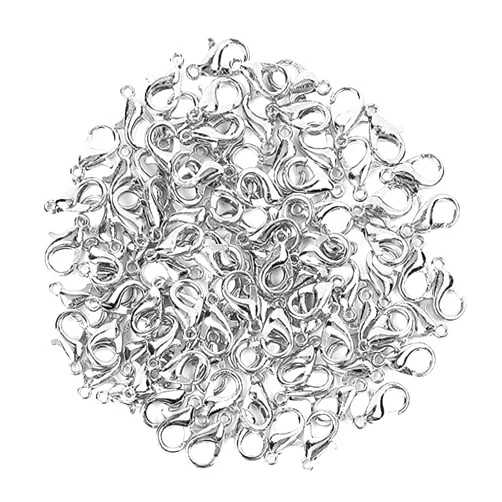 Drema 100Pcs Jewelry Clasps with Open Jump Rings,Small Metal Alloy Lobster Claw Clasps Clip for Handmade Necklace, Bracelet Jewelry Making Accessories Fastener Hook,12mm x 6mm (Silver) (D22L)