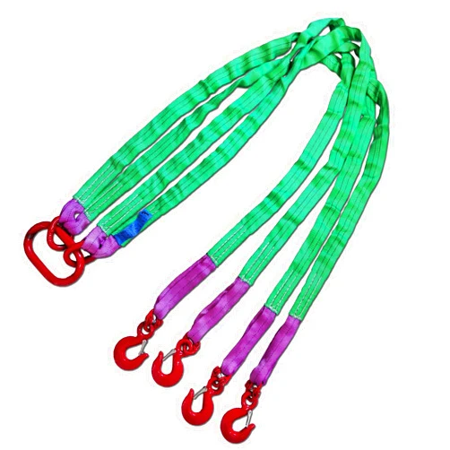 YANBORUI Four Leg Bridle Web Sling 6.5ft 6610lb Web Slings Belt Type with Hook 2.0 m 3000 kg Light Weight and Flexible Capacity Steel Sling[4leg 3.0t]