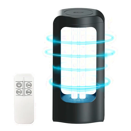 SANSI UV Sanitizer Light with Remote Control Timer, 99.99% UVC Cleaning Lamp 254nm Wavelength, 18W Portable for Home Bathroom Office - Ozone Free