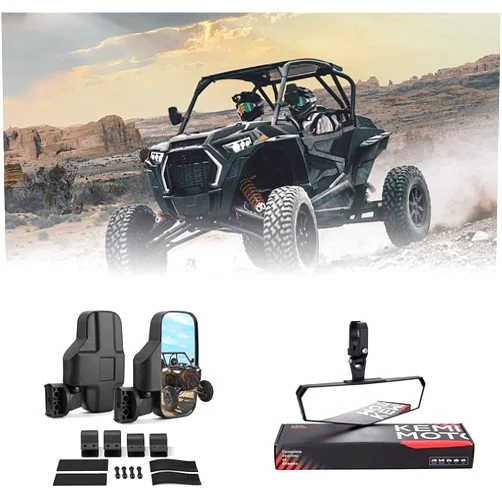 KEMIMOTO UTV Side Mirrors and UTV Rear View Mirror for 1.65-2 inch Roll bar Compatible with Polaris RZR/Pioneer/Talon/KRX/Mule/Can Am X3/ CFMOTO/John deere 2024+