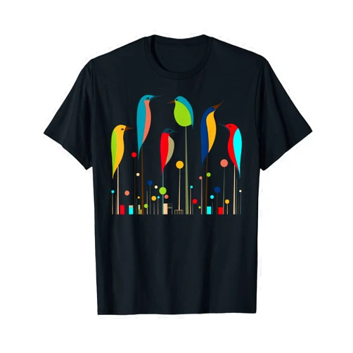 Mid Century Modern Bird Art Retro Mid-Century Modern Birds 50s 60s Style T-Shirt