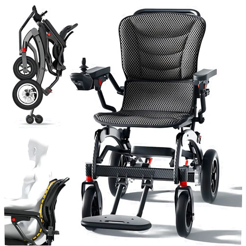 GLDDFDG Ultralight Carbon Fiber Electric Wheelchairs 15.6KG, Load Capacity 150KG, Lightweight Wheelchair Electric Foldable Electric Wheelchair, Ergonomic Wheelchair Electric Portable for Adult and Sen