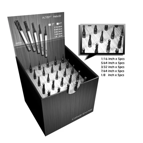 SPEED TIGER Micrograin Carbide Square End Mill - 4 Flute - ISE-SET-4T (25 Pieces) - for Milling Alloy Steels, Hardened Steel, Metal & More – Mill Bits Sets for DIYers & Professionals