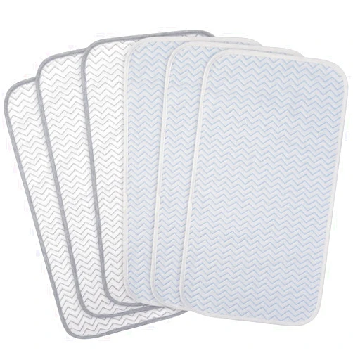 BlueSnail Ultra Soft and Absorbt Quilted Waterproof Changing Pad Liner 6pk (Gray+Blue)