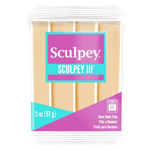 Sculpey Polyform Sculpey III Polymer Oven-Bake Clay, Tan, Non Toxic, 2 oz. bar, Great for modeling, sculpting, holiday, DIY, mixed media and school projects.Great for kids & beginners!