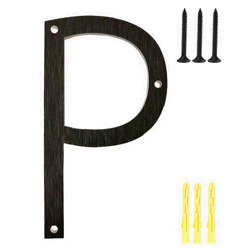 TFORESTER 6’’ Floating House Number Modern House Numbers-Premium Aluminum and Acrylic Home Address Number with Exquisite Drawing Process, black, Letter P