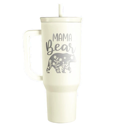 SANDJEST Mom Tumbler with Handle 40oz, Mama Bear Cup Stainless Steel Insulated Tumblers Coffee Travel Mug, Gifts for Moms from Daughter Son, Best Mother Gift for Christmas Birthday Mothers Day