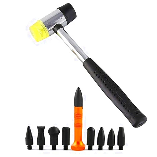 G&S GS Hand Tools 10pcs Paintless Dent Repair Kit Rubber Hammer Tap Down Tools Hail Dent Removal Tools for Car Refrigerator Door Dent Removal Tools