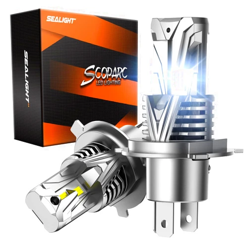 SEALIGHT Brightest H4/9003 Bulbs 60000LM Fog Light Bulbs, 2025 Version 60000Hrs Lifespan High Luminance H4 Fog Bulbs Non-polarity Powersport Bulbs Cool White Plug and Play, Pack of 2