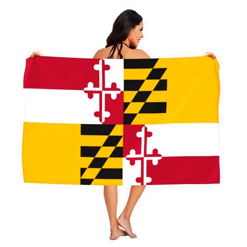 MDKU Flag of Maryland Microfiber Beach Towel Blanket,Sand Proof Swimming Bath Pool Towel for Travel Camping Yoga Sport,Oversized,32