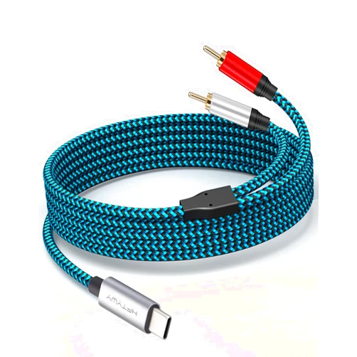 Hftywy USB C to RCA Audio Cable 20FT，USB C to 2 Male RCA Audio Stereo Cable Type C to RCA Cable,Type C Y Splitter Audio Cord, for iPhone 15 Series, Home Theater, DVD, Amplifier, Speaker, Car Stereo