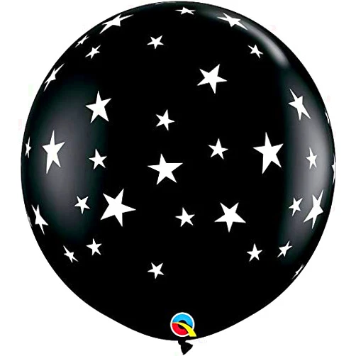 Qualatex 88280 Contempo Stars-A-Round 3ft Latex Balloons (2 Pack, Onyx Black)