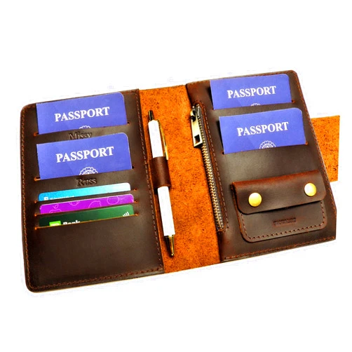 SHULGAstudio Passport wallet leather Family passport holder (Brown)