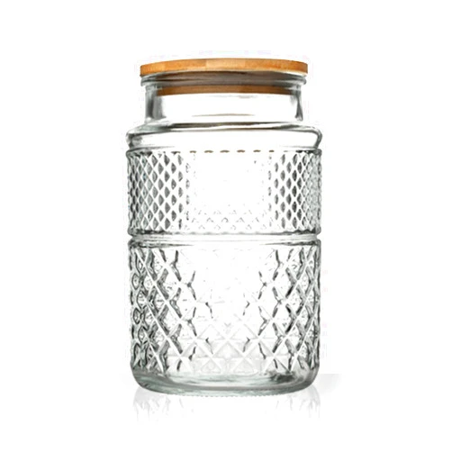 Prettidecor Large Glass Storage Jar, 60 FL OZ Glass Food Storage Containers with Bamboo Lid, Kitchen Containers Cereal Canisters Decorative Jar for Candy Snack Cookies Coffee Tea Nuts Airtight Glass Jars