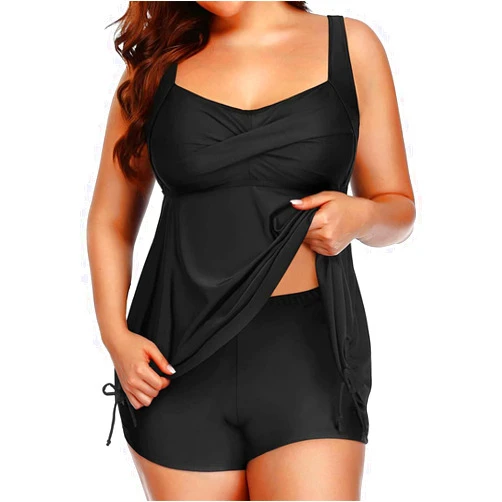 Aqua Eve Women Plus Size Tankini Swimsuit Two Piece Flowy Swimdress Bathing Suits with Shorts