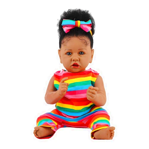 HOOMAI Lifelike Reborn Baby Dolls with Soft Body African American Realistic Girl Doll 22.8 Inch Best Birthday Gift Set