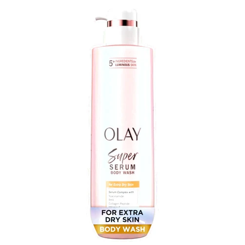 Olay Super Serum Body Wash for Extra Dry Skin, 24hr Long Lasting Hydration, 5+ Ingredient Serum Complex for Bright Even Firm Luminous Skin, 18.5 fl oz