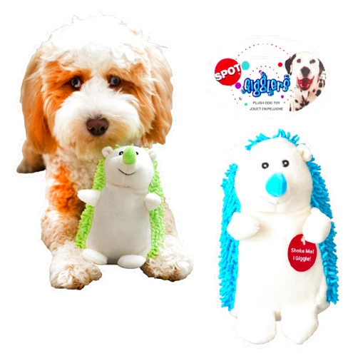 SPOT Gigglers Hedgehog Dog Toy with Giggle Sound | Textured, Plush Shake and Wiggle Hedgehog Giggle Toy for Small and Medium Dog Breeds, Assorted Colors