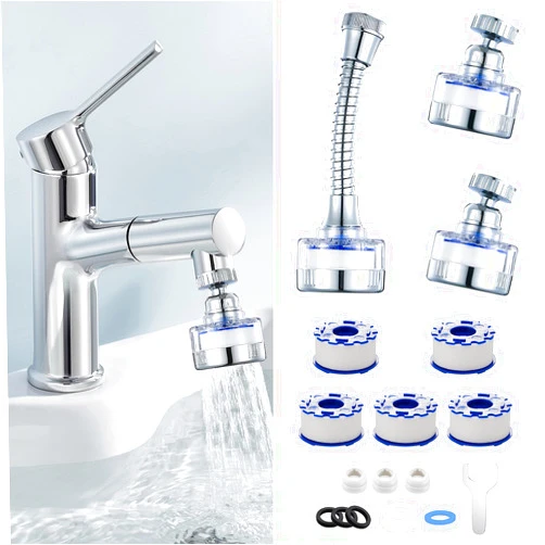 QIzzxiopc 9 Pack of Sink Water Filter 360° Rotating Bathroom Faucetz Purifier with Wrench Removes Chlorine Fluoride Heavy Metals Hard Water for Home and Kitchen (Blue)