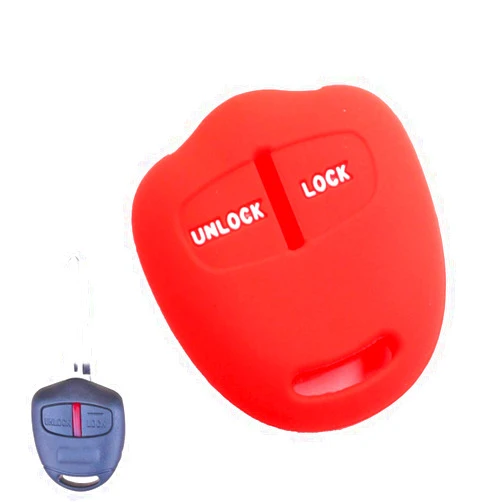 ECOiNVA Silicone ECOiNVA for Mitsubishi Outlander ASX Pajero Montero Sport Lancer EX Silicone Car Key Case Fob Cover Remote Control Cases (A-Red)