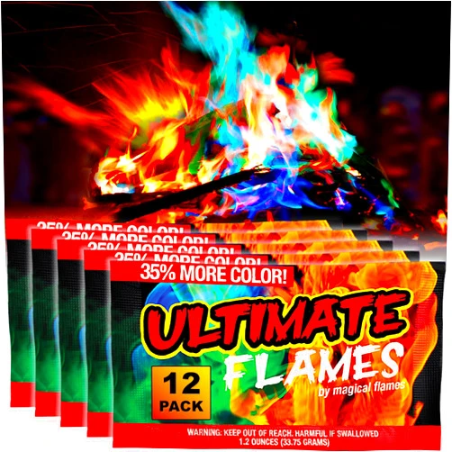 Magical Flames Fire Color Changing Packets for Campfires, Fire Pit, Outdoor Fireplaces - Camping Essentials for Kids & Adults - 12 Pack, Ultimate Flames