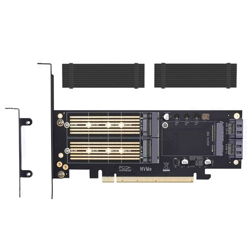 MHQJRH 3 in 1 M.2 and mSATA SSD Adapter Card for M.2 NVME to PCIE Adapter,M.2 SATA SSD to SATA III Adapter,mSATA to SATA Adapter (with 2 Aluminum Heatsink)