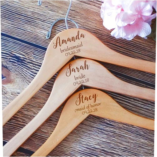Akubi Personalized Bride Hanger, Wedding Hanger, Bridesmaid Groom Hangers for Wedding,Custom Wooden Hangers Wedding Dress Hanger (Wooden)