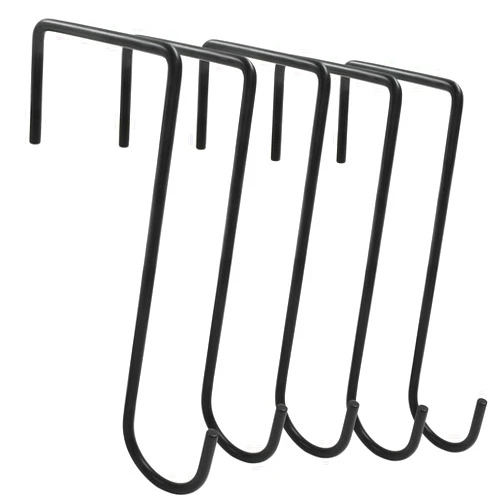 Hitefu 6PCS Vinyl Fence Hooks, 3 x 8 Inches Patio Hooks, Black Powder Coated Steel Hangers for Hanging Bird Feeder, Plants, Lights, Planters, Pool Equipment