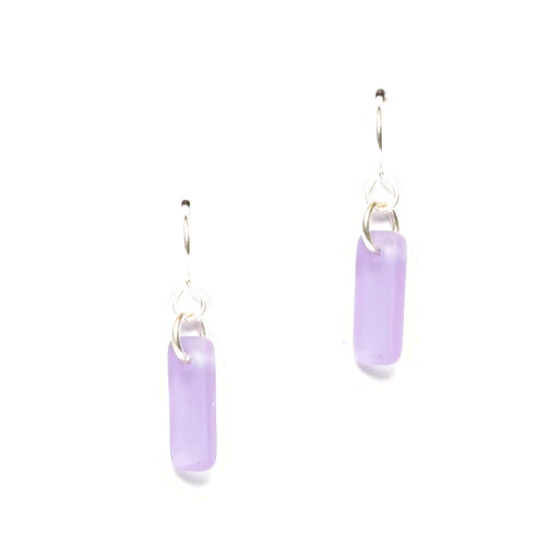 EcoSeaCo Sea Glass Murmur Earrings (Orchid) - Sterling French Wire Beach Earrings for Women by EcoSeaCo, using recycled and sustainable material. Handmade in the USA