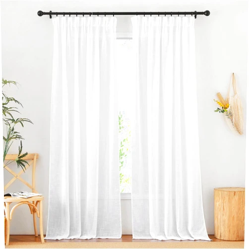 NICETOWN Sheer Curtains 120 Inches Long - Pinch Pleated Rod Pocket Back Tab Light Filter Linen Sheer Drapes Panels Room Decor for Bedroom/Living Room (52