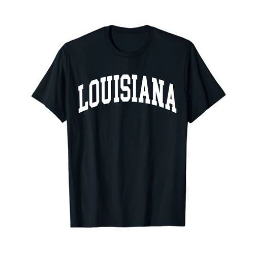 US College Campus High School University Designs Louisiana US College Font Proud American USA States T-Shirt