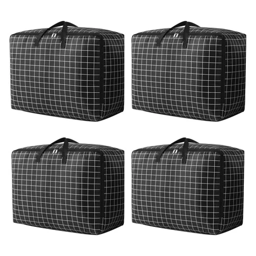 HADEEONG 4 Pack Large Moving Bags with Zippers & Handles, 75L Sturdy Oxford Fabric Storage Totes for Space Saving, Waterproof Storage Bags Closet Organizers for Clothes,Blanket,Beding,Moving Supplies
