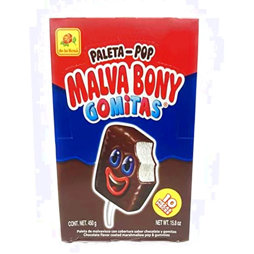 De La Rosa Malvabony Gomitas Marshmallow with Chocolate pop (Pack of 10)