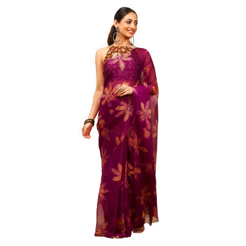 Garden Vareli Floral Print Nara Chiffon Saree 59599