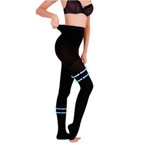 AMZAM® Medical Compression Pantyhose for Women Men, 15-20 mmHg Graduated Compression Tights, Opaque Toeless Compression Stockings Waist High Support Tights for Edema, Varicose Veins, DVT,Black XL