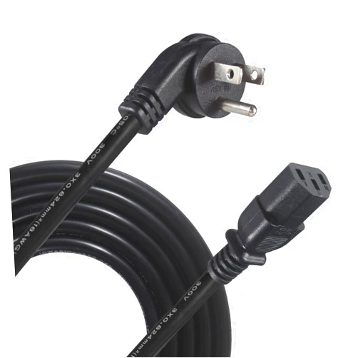 KUNCAN Universal Computer Power Cord - 6FT / 1.8m NEMA 5-15P Angled Type Flat Plug to IEC 60320 C13 Connector 18 AWG Cable 3 Prong Wire USA Standard AC Power Supply Cord for PC TV Monitor Printer