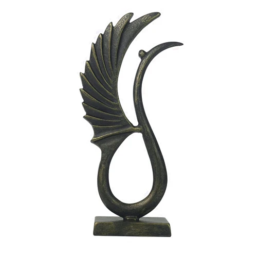DreamsEden Home Decor Abstract Crane Sculpture, Cast Iron Vintage Art Bird Statue Decoration for Table, Bookshelf, Entryway, Cabinets, Living Room, Bedroom
