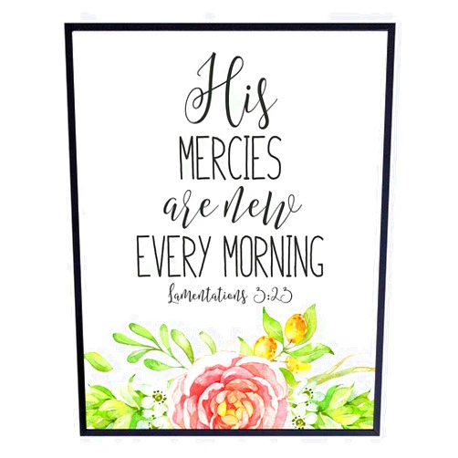 YELLOWBIRD ART & DESIGN His Mercies Are New Every Morning Christian Bible Verse Wall Art Print - Religious Scripture Home or Church Decor - Inspirational Gift for Pastor, Minister, Men, Women - 8x10 Poster Picture