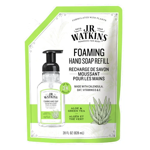 J.R. Watkins Liquid Foaming Hand Soap Aloe and Green Tea Refill, Pack of 1