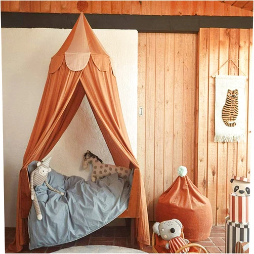 CHLDDHC Baby Chiffon Canopy Lace Cotton Children's Bed Canopy Dome Mosquito Net Nursery Bed Curtain for Baby Bed Bedroom Playroom