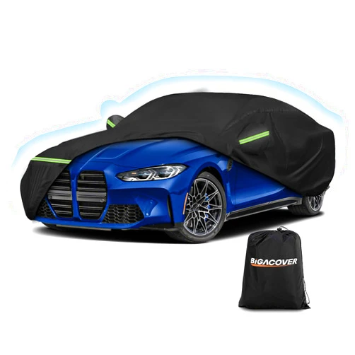 BIGACOVER Car Cover for BMW M4/ 4 Series 420i 428i 430i 435i 440i /4 Coupe 2014-2024, Waterproof 210D Oxford Cloth and Cotton Cover Outdoor Full Car Covers with Zipper Windproof Heavy Duty All Weather