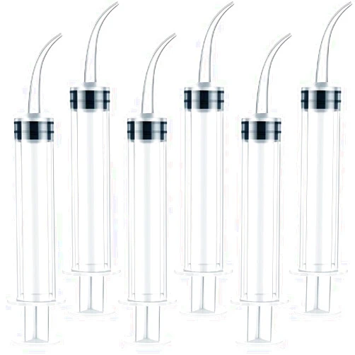 THINKPRICE 6 Pack Dental Irrigation Syringe, Wisdom Teeth Syringes with Curved Tip for Tooth