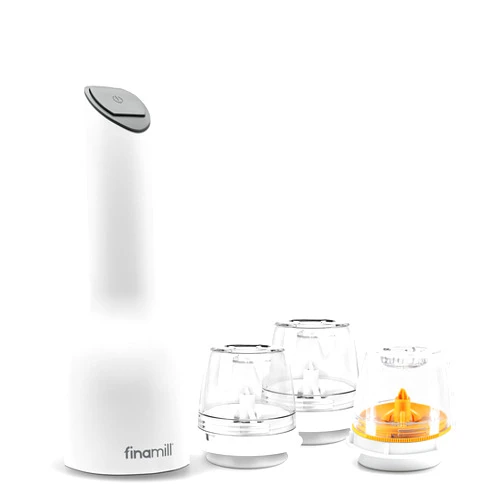 FinaMill - Award Winning Battery Operated Spice Grinder – Starter Set, One Touch Operation, LED Light, Easy to Refill, includes 3 Quick-Change Spice Pods.