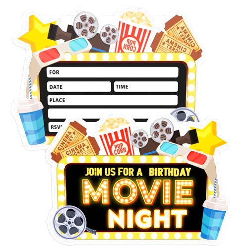 Simimi Art 30 Red Carpet Movie Birthday Party Invitations with Envelopes, Vibrant Hollywood Theme, Perfect for Boys and Girls, Toddlers and Children