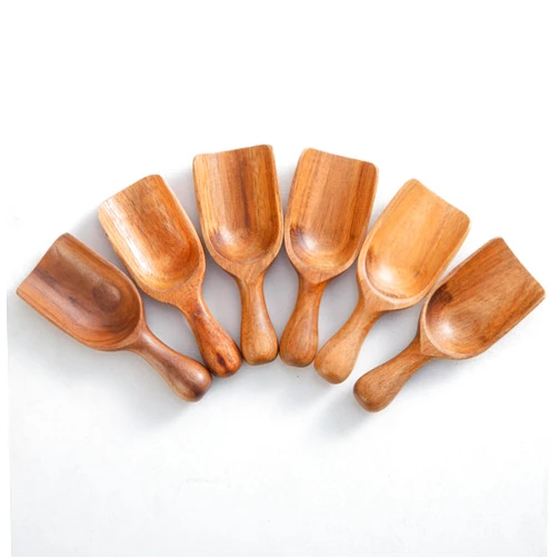 CHEF OLÉ WWW.CHEFOLE.COM 6PCS Wooden Scoops for Canisters Premium Acacia Small Wood Scoops for Jars Measuring Scoops for Food Coffee Bean Shovel Seasoning Bath Salt Container Laundry Shovel-Multipurpose