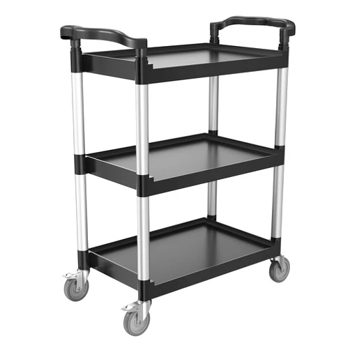 VEVOR Utility Cart, 300 lbs Load Capacity, 3-Tier Utility Plastic Cart with 360° Swivel Wheels (2 with Brakes), 24.4 x 16.1-inch Food Service Cart for Warehouse, Office, Home, Restaurant, Kitchen