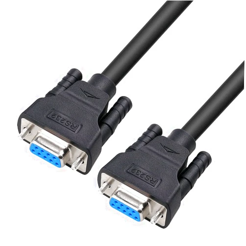 DTech DB9 RS232 Serial Cable Female to Female Null Modem Cord Cross TX/RX line for Data Communication (6 Feet, Black)