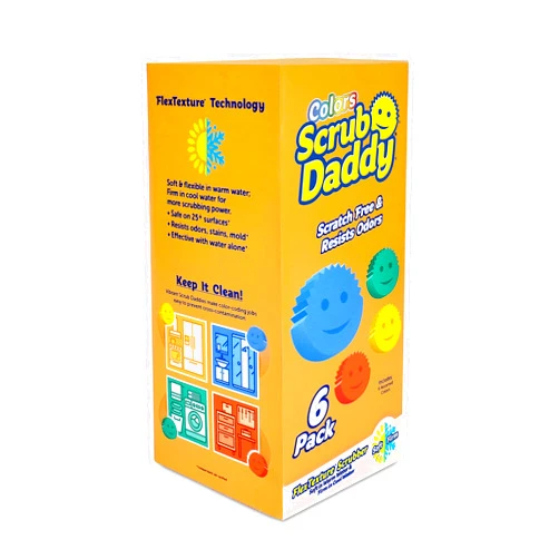 Scrub Daddy Sponge Set - Colors - Scratch-Free Scrubbers for Dishes and Home, Odor Resistant, Soft in Warm Water, Firm in Cold, Deep Cleaning, Dishwasher Safe, Multi-use, Functional (6 Count)