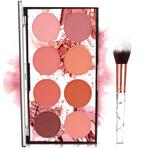 NewBang 8 Colors Blush Palette, Matte Mineral Blush Powder Bright Shimmer Face Blush,Contour and Highlight Blush Palette,Professional Facial Beauty Cosmetic Makeup Blush